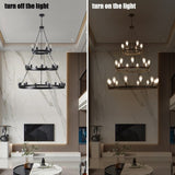 27 Light Metal Ring Chandelier Black W1340P241302