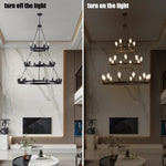 ZUN (Same as W1340119961/L1017) 27 Light Metal Ring Chandelier Black (No Bulbs) W1340P206660