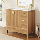 36" Wood Bathroom Vanity with Solid Wood Frame, 2 Soft Close Doors, 4Soft Close Drawers, Adjustable N729P321351N