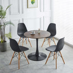 ZUN 31.5"BLACK AND WALNUT Tulip Table Mid-century Dining Table for 2-4 people With Round Mdf Table Top, W234P143406