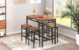 ZUN Bar table set 5PC Dinging table set with high stools, structural strengthening, industrial style. W1162126311