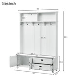 Modern Style Hall Tree with Storage Cabinet and 2 Large Drawers, Widen Mudroom 77674371