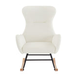 ZUN Cream white velvet rocking chair 01454190