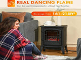 Black Freestanding Electric Fireplace Stove, 750W/1500W Heater with Realistic Flame Effect & 28390366