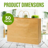 ZUN Paper Bags With Handles, 50 Pcs Kraft Paper Bags 13x4.3x11 Inches Brown Bulk, Large Recycled Paper 69943882