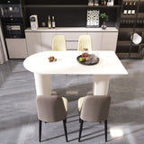 63 "medieval modern cream style MDF dining table and PU dining chair set 4. Assemble Desktop and 21982714
