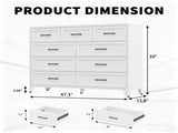 9-Drawer Tall Dresser, White Metal Storage Cabinet with Smooth Gliding Drawers, Space-Saving Chest T2398P498868