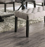 Classic Light Gray Color 1PC BENCH Button Tufted Linen Like Fabric Solid wood Chair Upholstered Seat B011104805