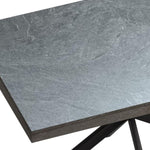 ZUN 55.11" -70.86"Retro Rectangular Stretch Dining Table,Dark Grey stone Top And Relief Plate, W757P209558