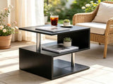 20" Modern S-Shaped End Table with Storage Shelf & Steel Poles Sleek Black Accent Side Table for 22517581