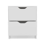Double Drawer Nightstand 19"H, Bedside Table, White B097133026