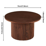 ZUN Walnut Wood Veneer Tabletop 27.56 Inch Round Coffee Table, Farmhouse Circle Coffee Table MDF W1164P225857