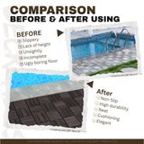 30 PCS Interlocking Deck Tiles Striped Pattern, 12" x 12" Square Light Gray Acacia Hardwood Outdoor 25506565