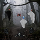 Outdoor Halloween Decorations 8-Piece Set, Hanging Ghosts Decor and Cobweb and Gravestone with 80897903