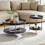 ZUN 2-Piece Modern 2 tier Round Coffee Table Set for Living Room,Easy Assembly Nesting Coffee Tables, W2582P167726