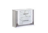 Desire Nightstand Marble-Inspired Drawer Fronts, LED Side Lighting, and Metallic Trim for G150109090