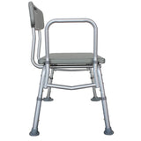 Medical Bathroom Safety Shower Tub Aluminium Alloy Bath Chair Transfer Bench with Back & Handle Gray 23066478