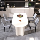 63 "medieval modern cream style MDF dining table and PU dining chair set 4. Assemble Desktop and 72054522