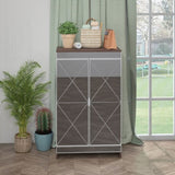 ZUN Elegant Decor Mirrored Cabinet with Silver Edging,Mirrored Cabinet with Double Door,Shoe W760P196538