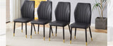 ZUN 4 modern dining chairs with stylish PU patterned backrest and black metal legs for a comfortable W1151P188258