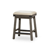 24" Counter Stool, Weathered Gray Finish, French Gray Leather Seat B04660631