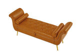 Brown, PU Leather, Metal Feet Upholstered Ottoman Bedroom Lounge Ottoman Flip Top Storage Sofa Bench 59534412