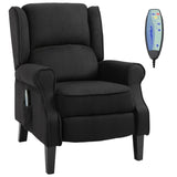 ZUN Black Massage Recliner Chair. Wingback Single Sofa with Vibration Massage, Heat, Push Back 10695854