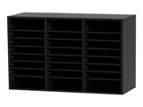 Wooden Document Storage Box Adjustable File Sorter 24 Compartments Black 05355748
