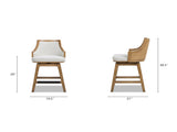 Bahama 26" Cane Rattan High-Back Swivel Counter Stool with Recessed Arms, Two-Tone Neutral Gray B2719P395569