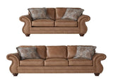 Leinster Faux Leather Sofa and Loveseat with Antique Bronze Nailheads T2574P196937