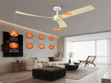 52 Inch Ceiling Fans with Lights Led Remote Control Low Profile Flush Mount for Living Room Bedroom 49155630