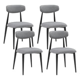 (Set of 4) Modern Dining Chairs , Curved Backrest Round Upholstered and Metal Frame,Grey W876110770