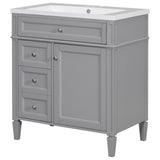 ZUN 30'' Bathroom Vanity with Top Sink, Modern Bathroom Storage Cabinet with 2 Drawers and a Tip-out 43722201