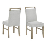 Tabitha Set of 2 Light Oak Finish Dining Side Chairs with Light Gray Fabric B061P353758