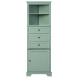 ZUN Green Triangle Tall Cabinet with 3 Drawers and Adjustable Shelves for Bathroom, Kitchen or Living 58750373