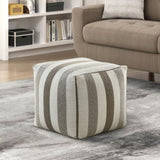 Modern Square Pouf Multi-Color Jacquard Fabric Upholstered Ottoman, Non-Slip Floor Pouf, Bean Bag B011P251656