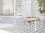 133*137*180cm Wrought Iron Four-Legged Standing 200kg Three Rings Hanging Chair Frame White 84409796