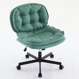 ZUN Armless-Office Desk Chair with Wheels: PU Leather Cross Legged Wide Chair,Comfortable Adjustable 62866664