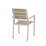 ZUN Outdoor Modern Aluminum Dining Chair with Faux Wood Seat , Natural and Silver 67214.00