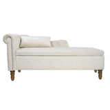 Beige Chaise Lounge Indoor,Velvet Lounge Chair for Bedroom with Storage & Pillow,Modern Upholstered W1170100896