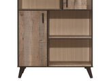 2-Door Storage Cabinet with 4 Open Shelves, Metal Handles, and Flared Tapered Legs, Modern 03048242