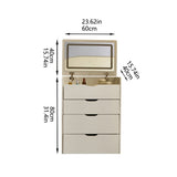 3 in 1 Vanity Desk with Flip Top Mirror, Small Make Up Vanity Set with Visible Glass Desktop, T3685P338703