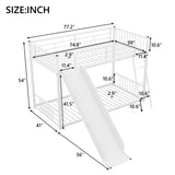 Metal Bunk Bed with Slide, Twin over Twin, White MF285671AAK