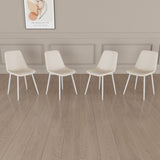 ZUN A set of 4 dining chairs, modern kitchen dining chair, linen padded chairs, and sturdy white metal 09502477