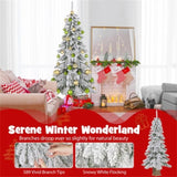 6ft Flocked Christmas Tree with 589 Branch Tips - Snow-Laden Design, 48 Xmas Balls Included, 62204237