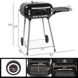 ZUN 28" Portable Charcoal Grill with Wheels and Foldable Side Shelf, Large BBQ Smoker with Adjustable 33449363