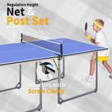 ZUN 6ft Mid-Size Table Tennis Table Foldable & Portable Ping Pong Table Set for Indoor & Outdoor Games 88950035