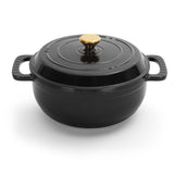 Cast iron 5QT cooking pot - Pure black - includes two silicone gloves - Enamel pot 84744253