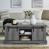 41.3 Inch Coffee Table Storage and Sliding Wood Door, Farmhouse and Industrial Cocktail Table 70563539