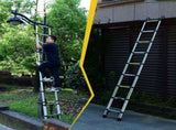 Telescopic ladder, 9.5 foot aluminum button telescopic ladder with 2 triangular stabilizers and 92521596